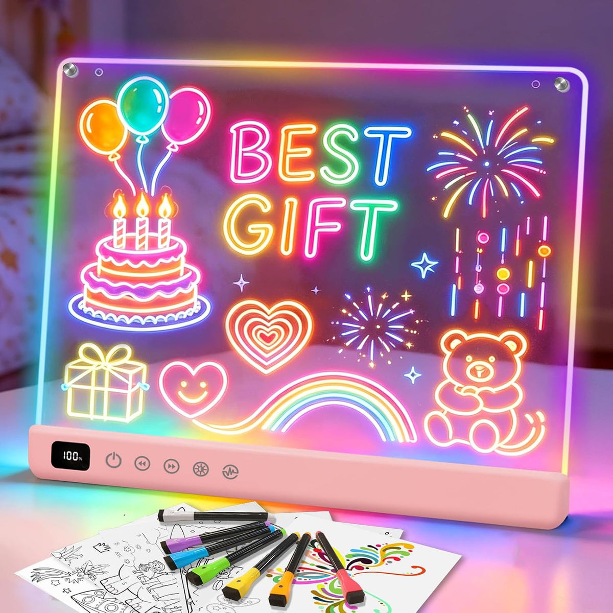 Cosmody Rechargeable LED Drawing Board,Gift for Boys Girls Ages 3+ (White)