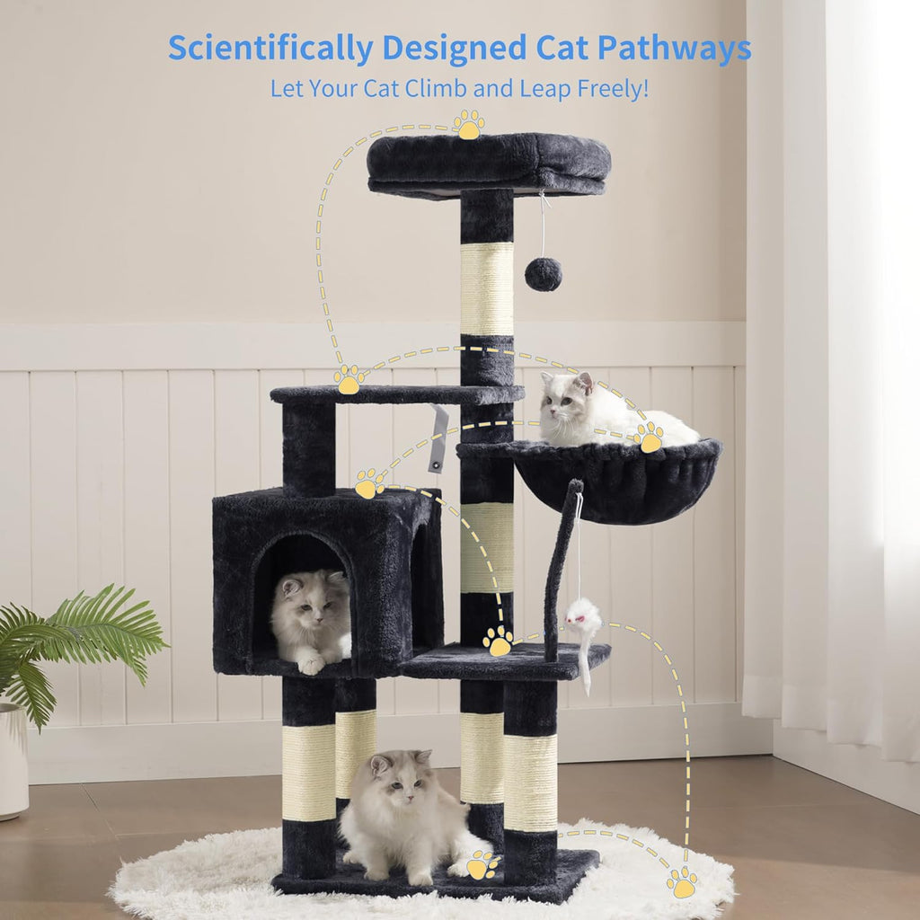 Heybly Cat Tree with Toy, 43.3 inch Cat Tower for Indoor Cats HCT004SG