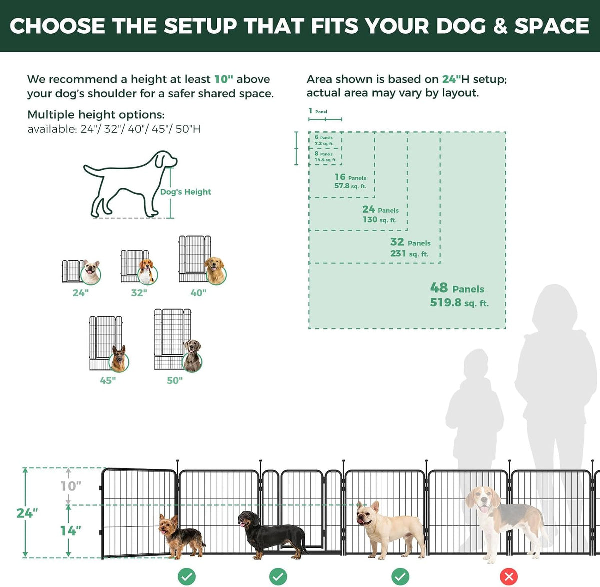 FXW Rollick Dog Playpen, Indoor, Yard & RV Camping, 24" H, 8 Panels