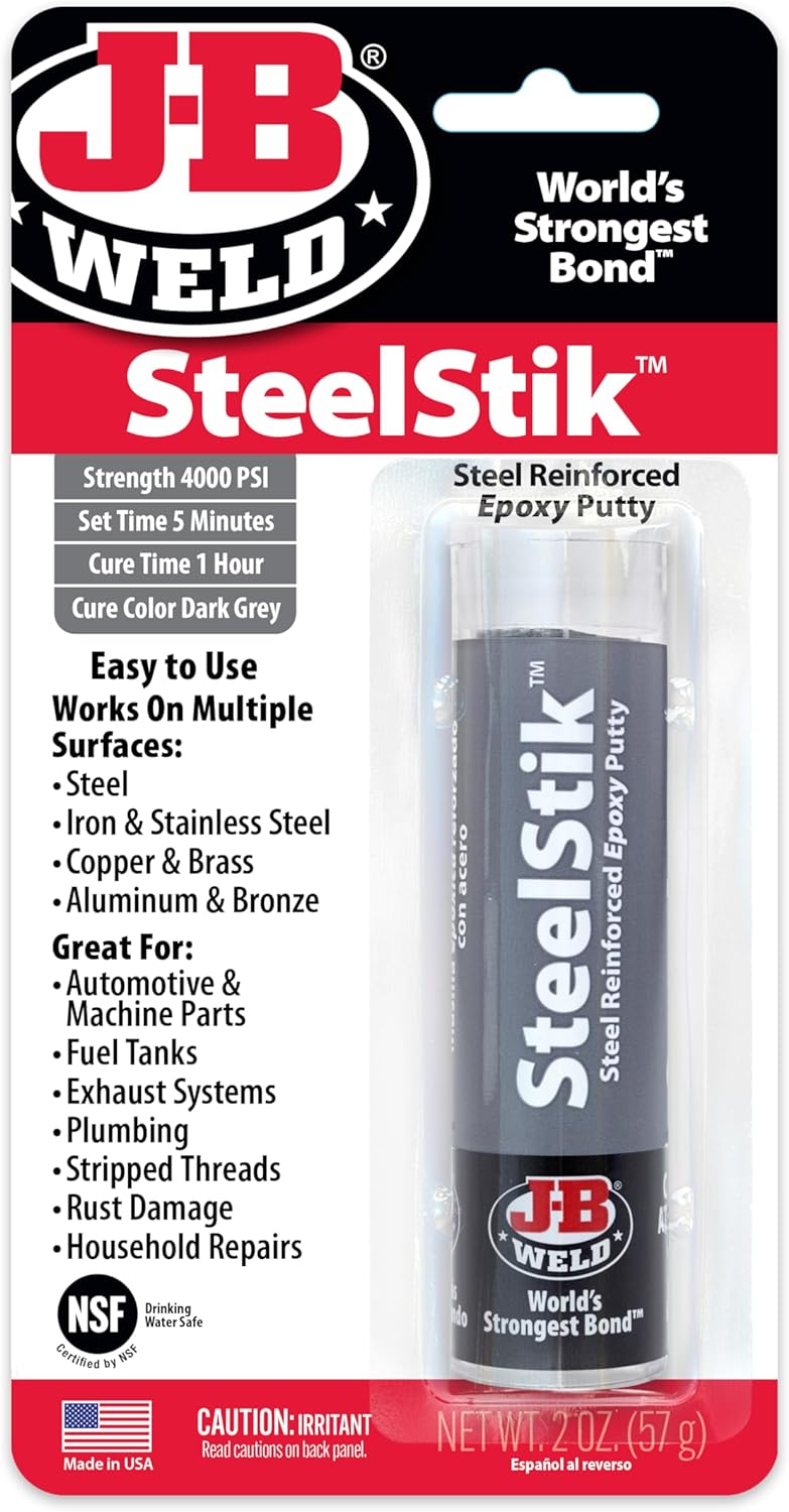 J-B Weld 8267 SteelStik Steel Reinforced Epoxy Putty Stick - 2 oz.