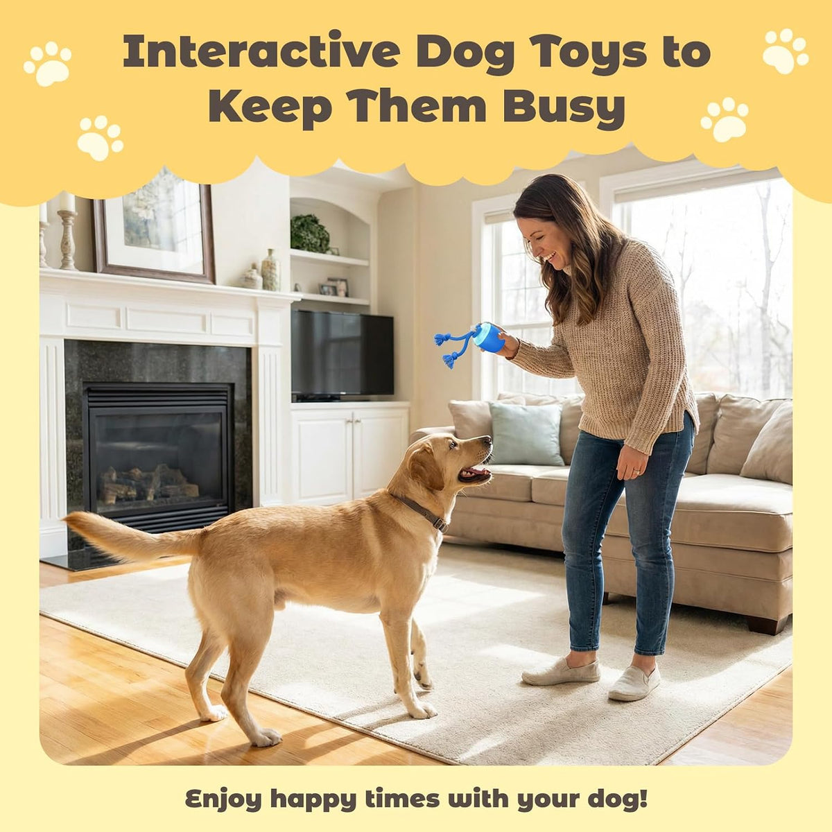 Interactive Dog Toys, Automatic Moving and Rolling Dogs Toy with Rope for Medium/Large Dogs, Interactive Dog Ball to Keep Them Busy(Blue)