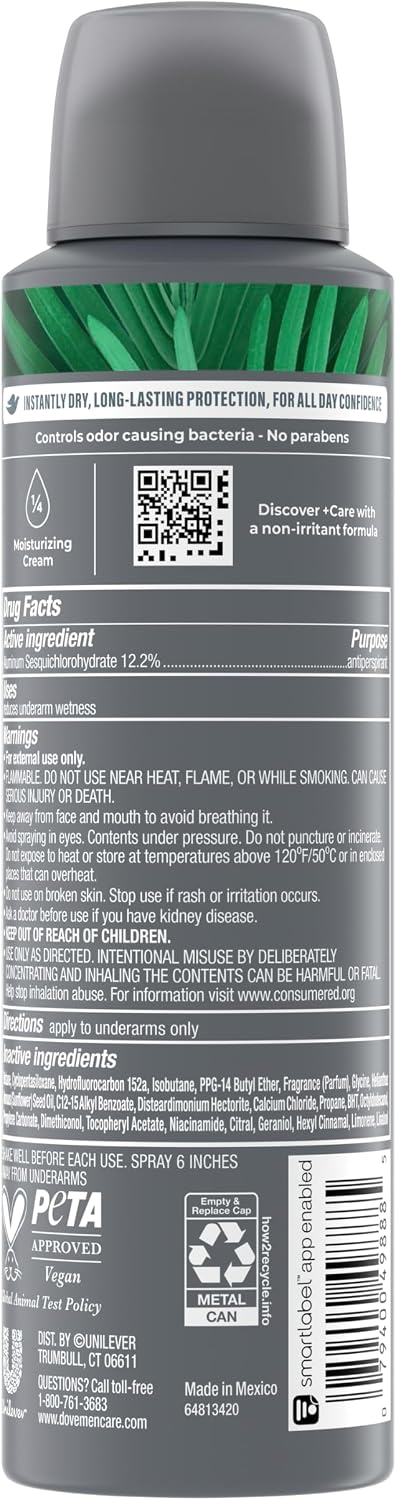 DOVE MEN + CARE Dry Spray Antiperspirant Coastal Cedar 3.8 oz 4 Count