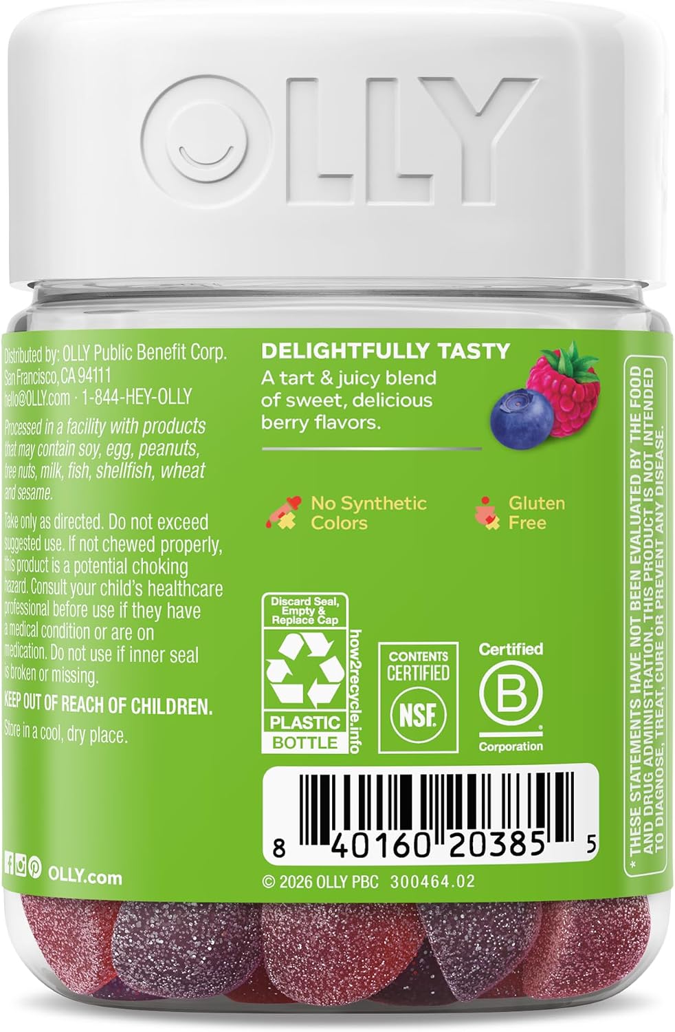 OLLY Kids Friendly Fiber Gummy, Digestion Support* Dietary Fiber - 50 Count