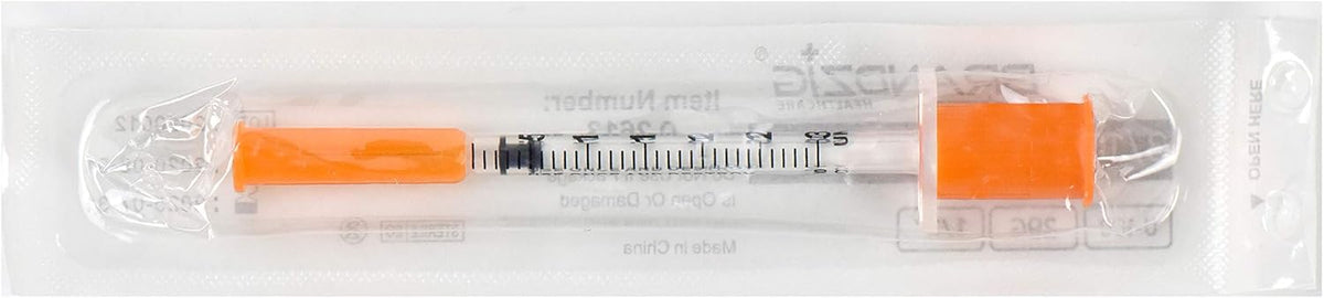 Brandzig U-100 Pet Insulin Syringes 29G 3/10cc, 1/2" 100-Pack