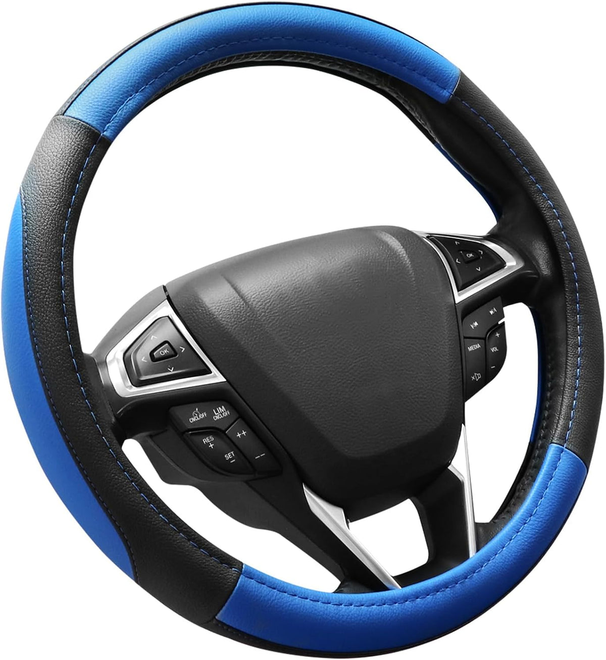 SEG Direct Black Microfiber Leather Auto Car Steering Wheel Cover 15 inch