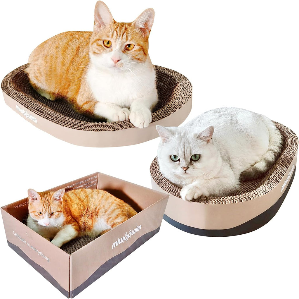 miwoowim 3-Piece Cat Scratcher Set, Oval Bowl Nest for Indoor Cats