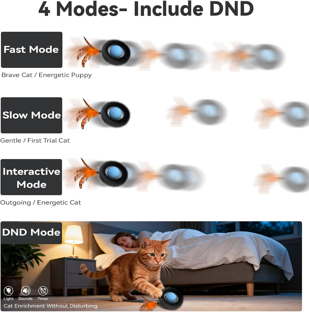 Interactive Cat Toy for Indoor Cats, Motion Activated Ball &7-Hole Maze Mat