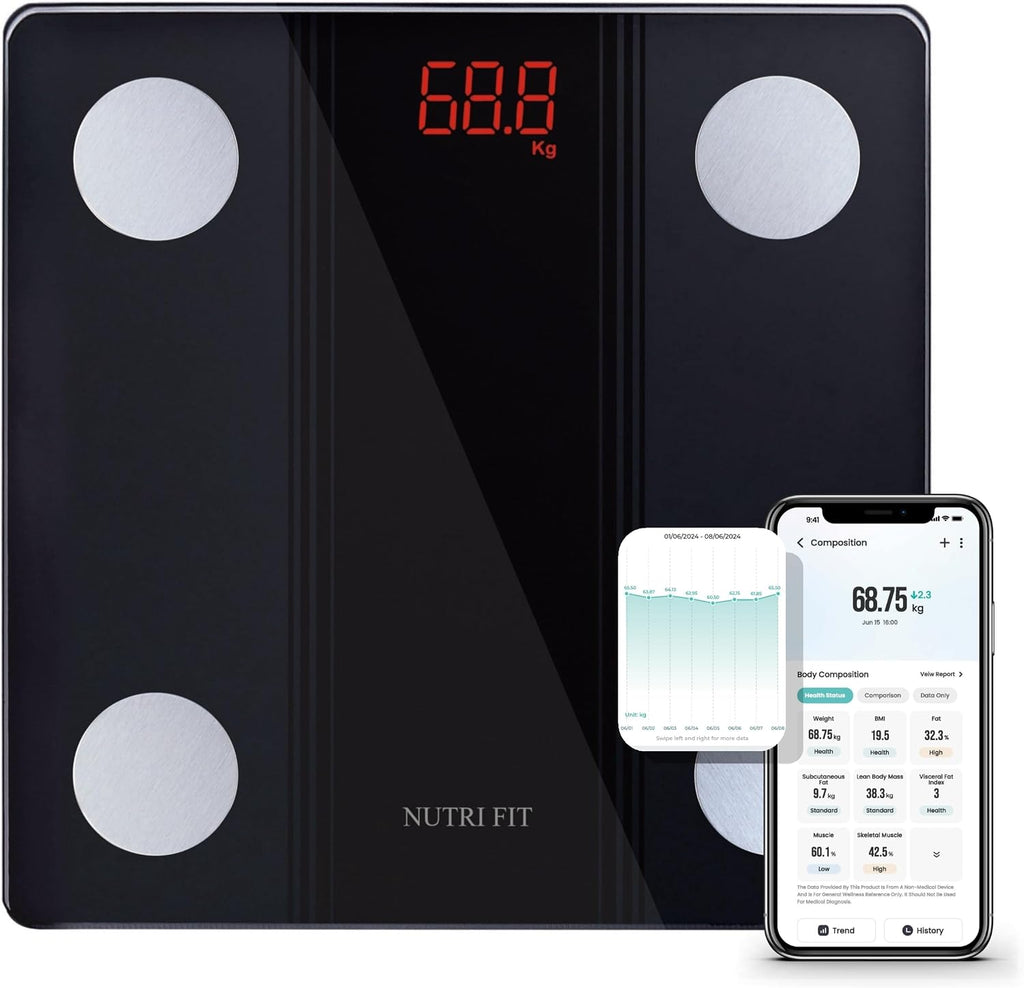 NUTRI FIT Bathroom Scale Smart Digital Bluetooth Scales for Body Weight