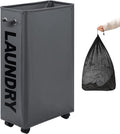 DOKEHOM 52L Slim Rolling Laundry Basket Hamper, Narrow on Wheels, Grey