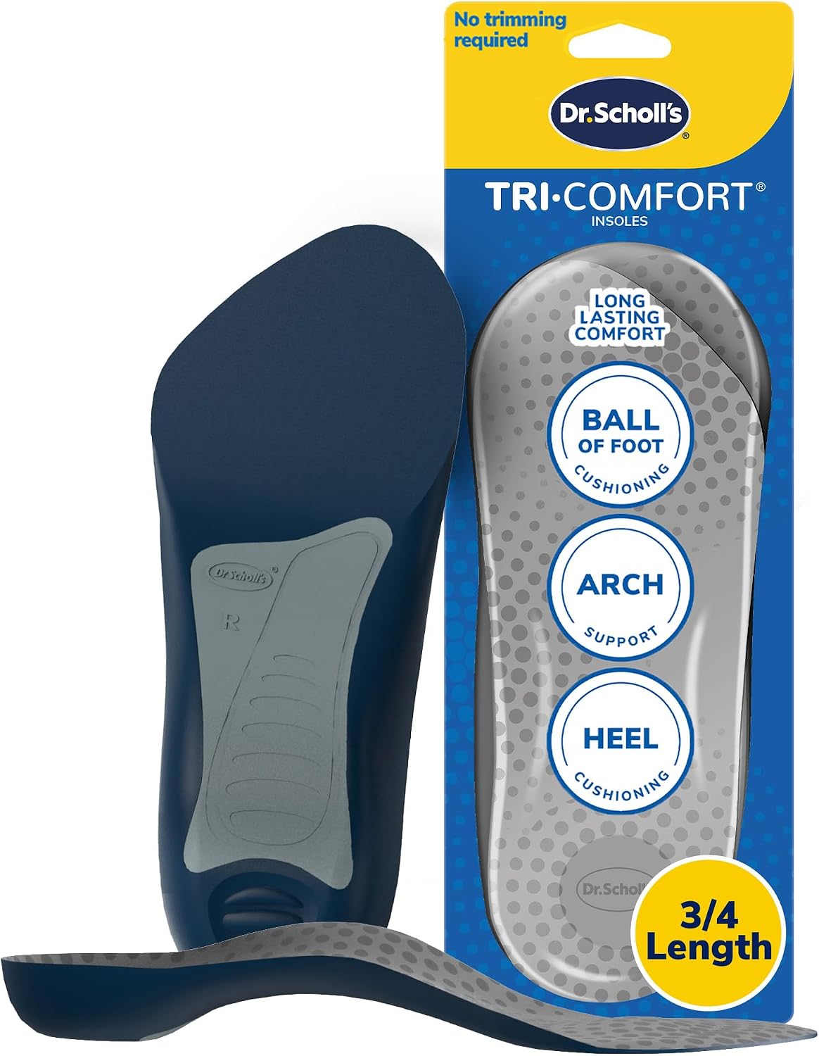 Dr. Scholl's Tri-Comfort Insoles, Shoe Inserts for Women, Size 6-11, 1 Pair, 3/4 Length