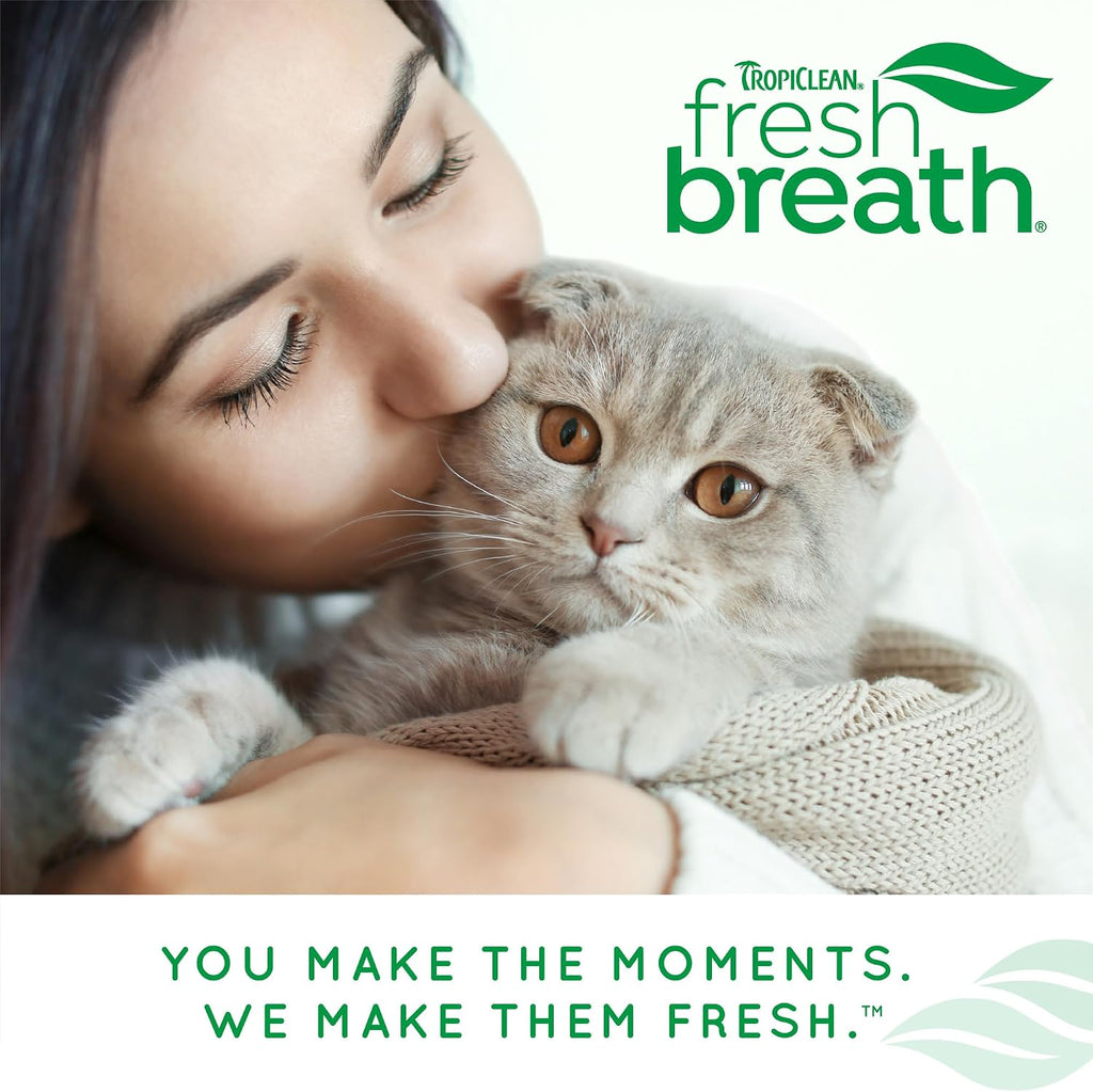 TropiClean Fresh Breath Cat Toothbrush and Toothpaste Kit, Easy Dental Care