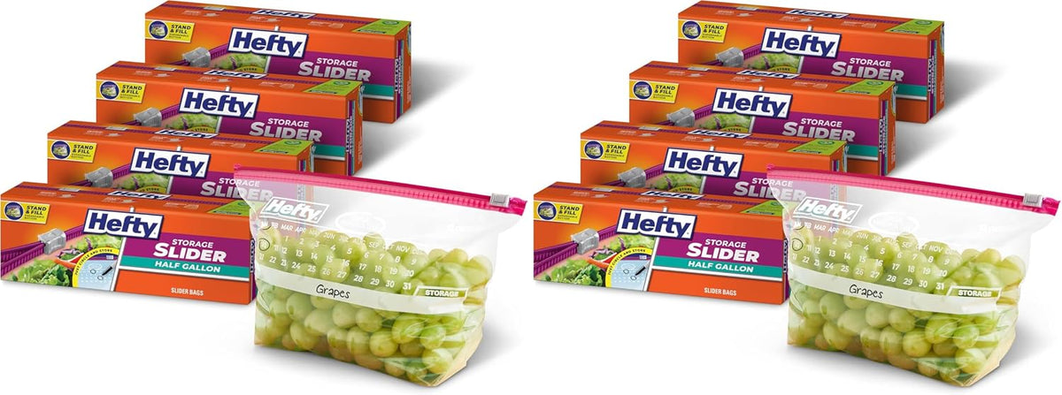 Hefty Calendar Slider Storage Bags, Half Gallon Size, 4pk, 32ct (128 Total)