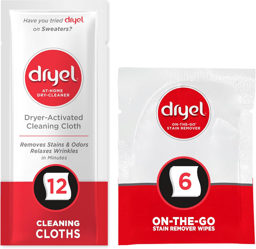 Dryel At-Home Dry Cleaner & Stain Remover, Delicate Laundry Care, 12 Loads