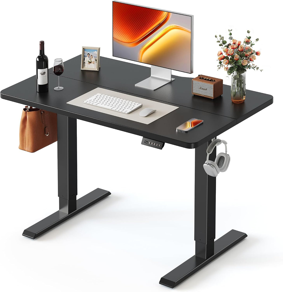 FEZIBO Standing Desk 48 × 24 Inch Electric Height Adjustable, Maple