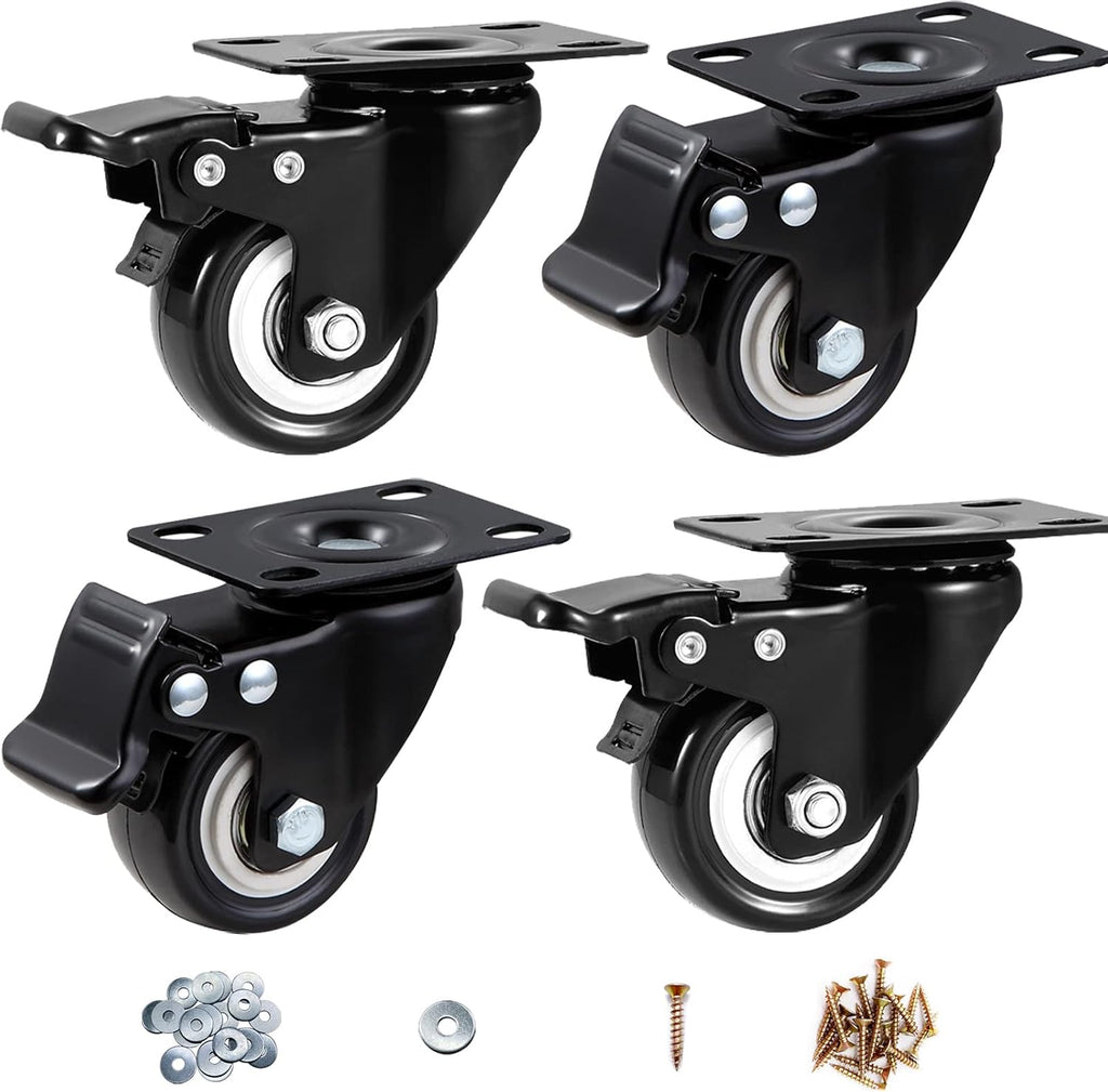 4" Caster Wheels - Heavy Duty Casters Set of 4 Dual Locking Swivel