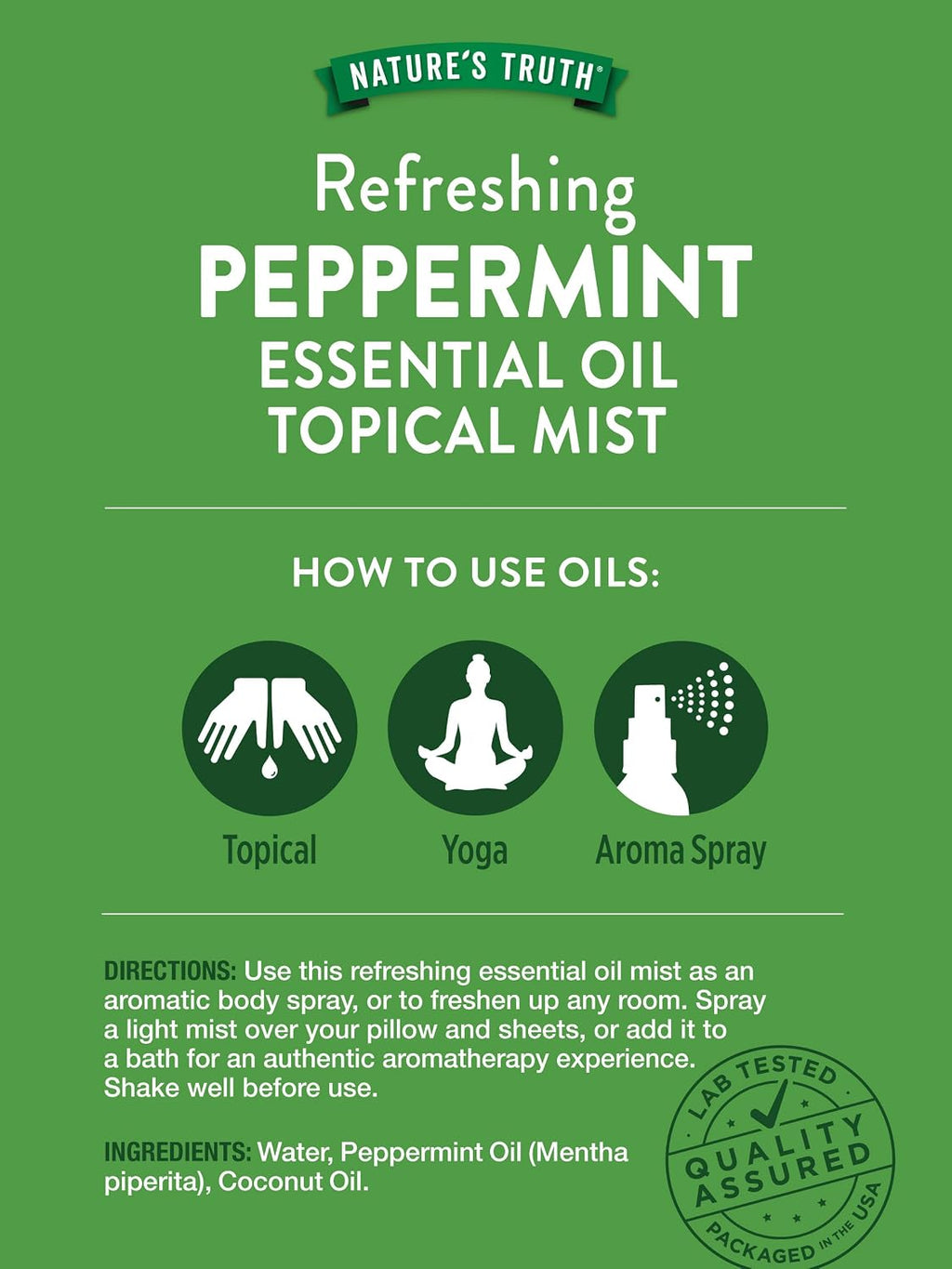 Nature's Truth Peppermint Essential Oil Spray | 2.4 Fluid Ounces