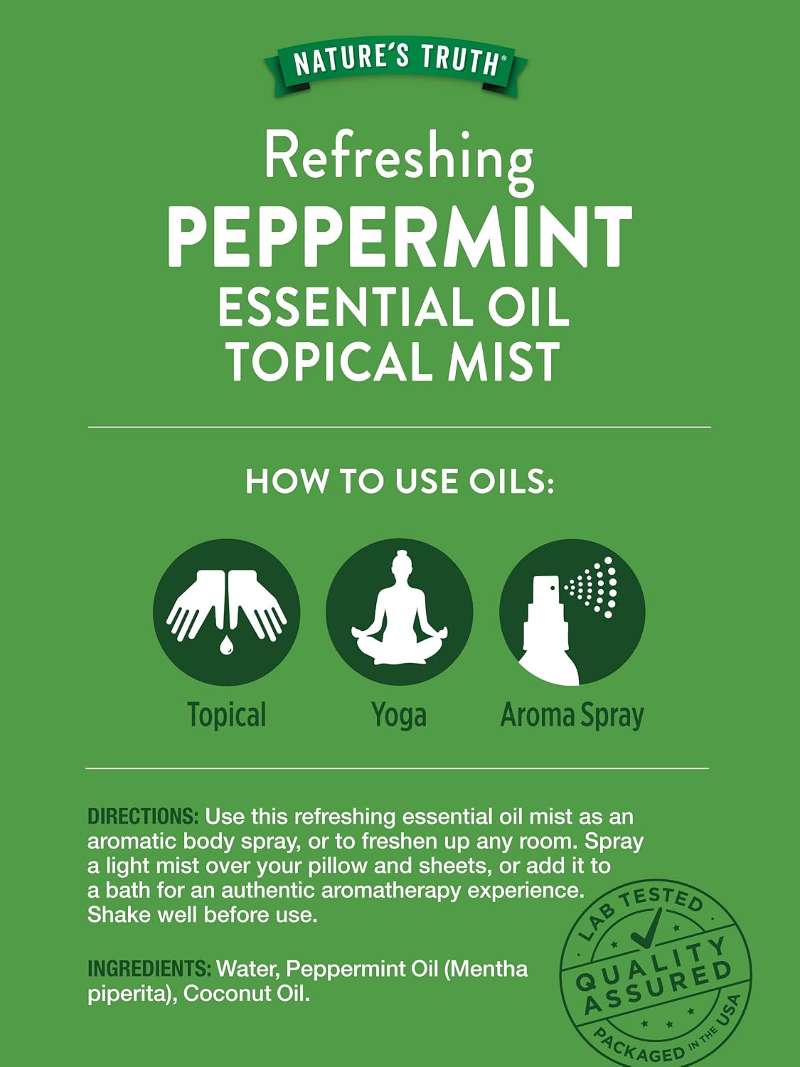 Nature's Truth Peppermint Essential Oil Spray | 2.4 Fluid Ounces