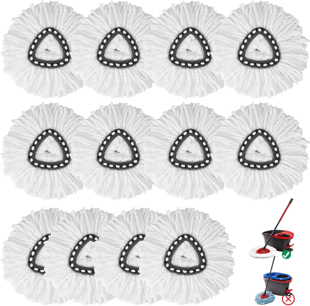 12 Pack Spin Mop Replacement Heads,100% Microfiber Mop Head,Deep Cleaning