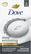 Dove Deep Exfoliating Beauty Bar Soap , Charcoal Powder, I 6 Count 3.75 oz