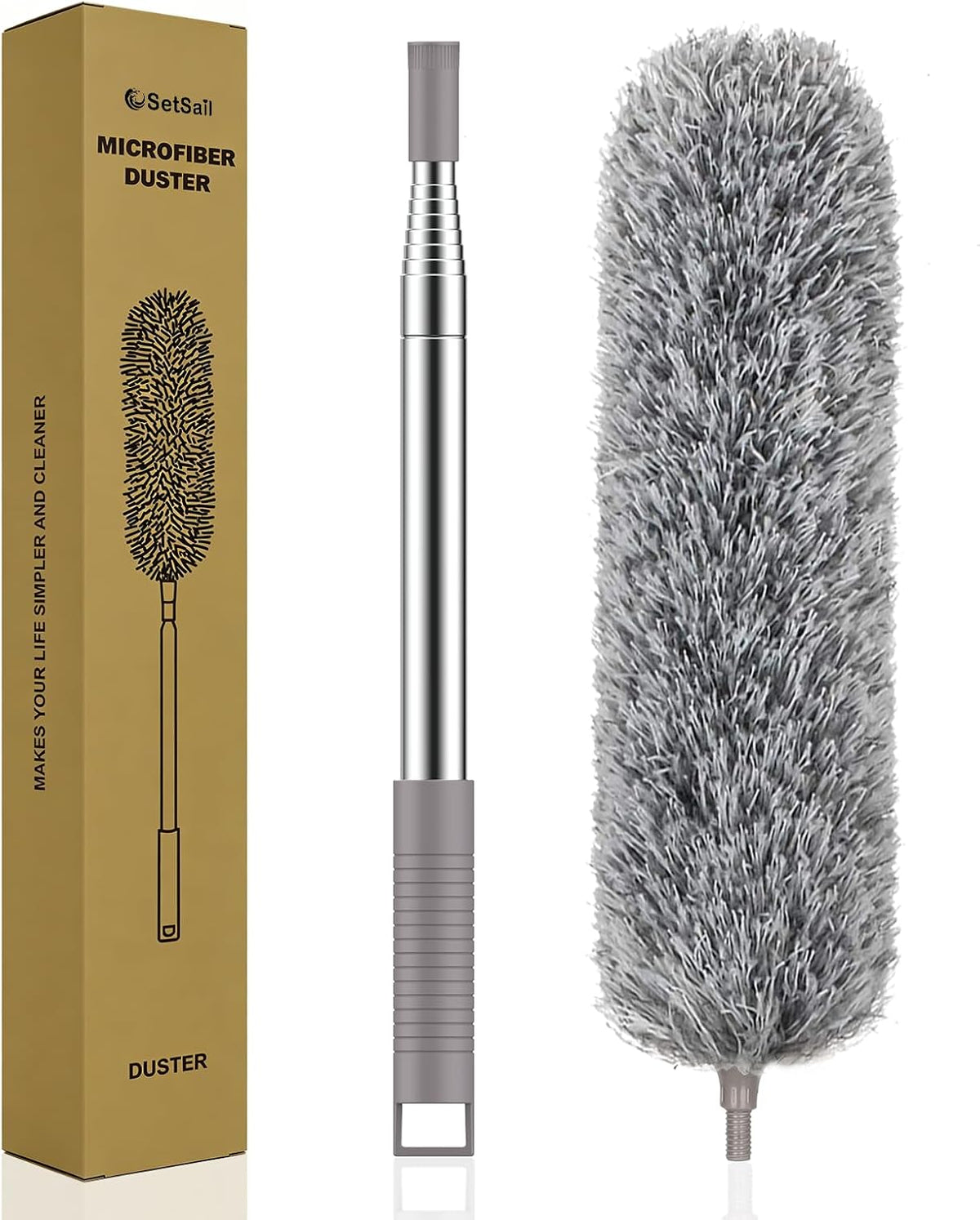 SetSail Extra-Long Dusters with Extension Pole 100-inch for Cleaning, Gray