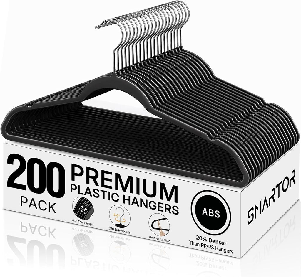 SMARTOR Plastic Hangers 50 Pack, Heavy Duty Plastic Hangers for Clothes