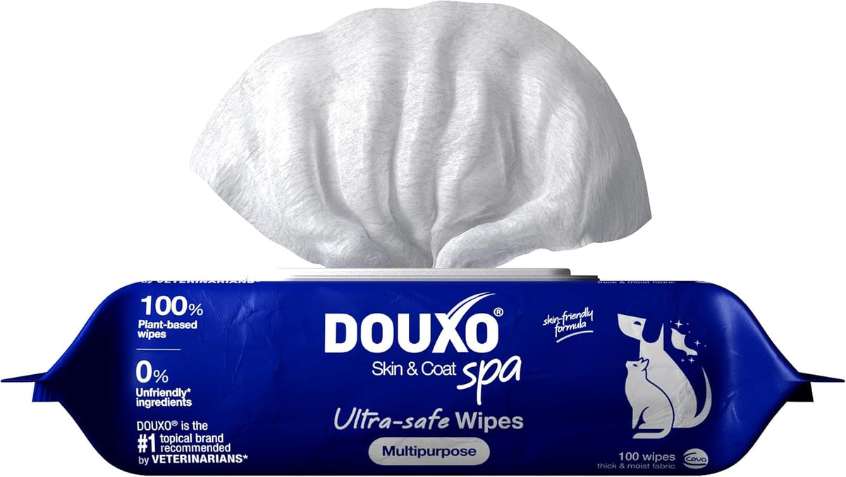 DOUXO SPA Dog Wipes for Paws, Butts, Tear Stains and Cleaning, 100 Wipes