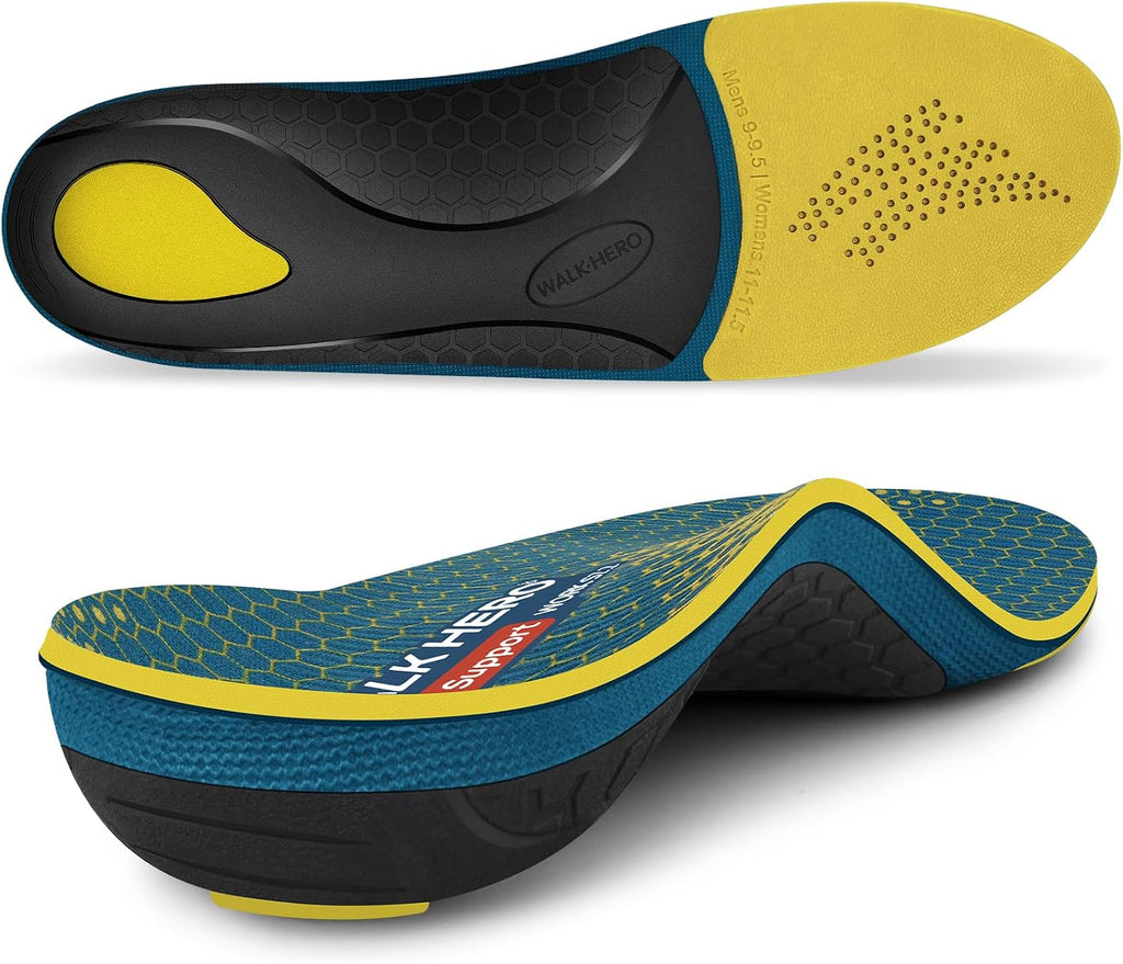 WalkHero Arch Support Inserts, Plantar Fasciitis Insoles with Max Cushion