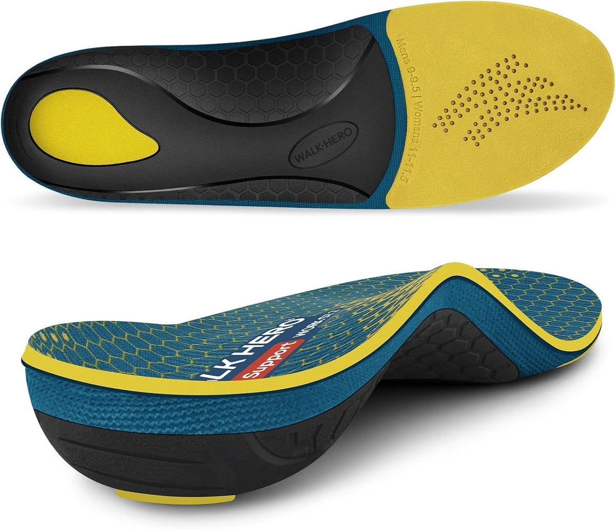 WalkHero Arch Support Inserts, Plantar Fasciitis Insoles with Max Cushion