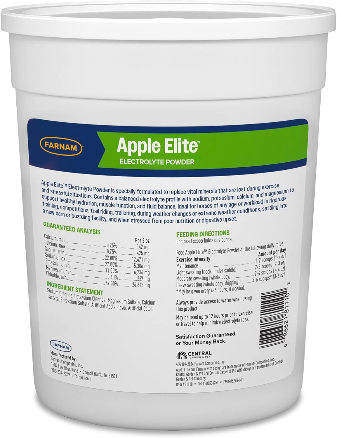 Farnam Apple Elite Horse Electrolytes Powder Supplement, 40 Day Supply