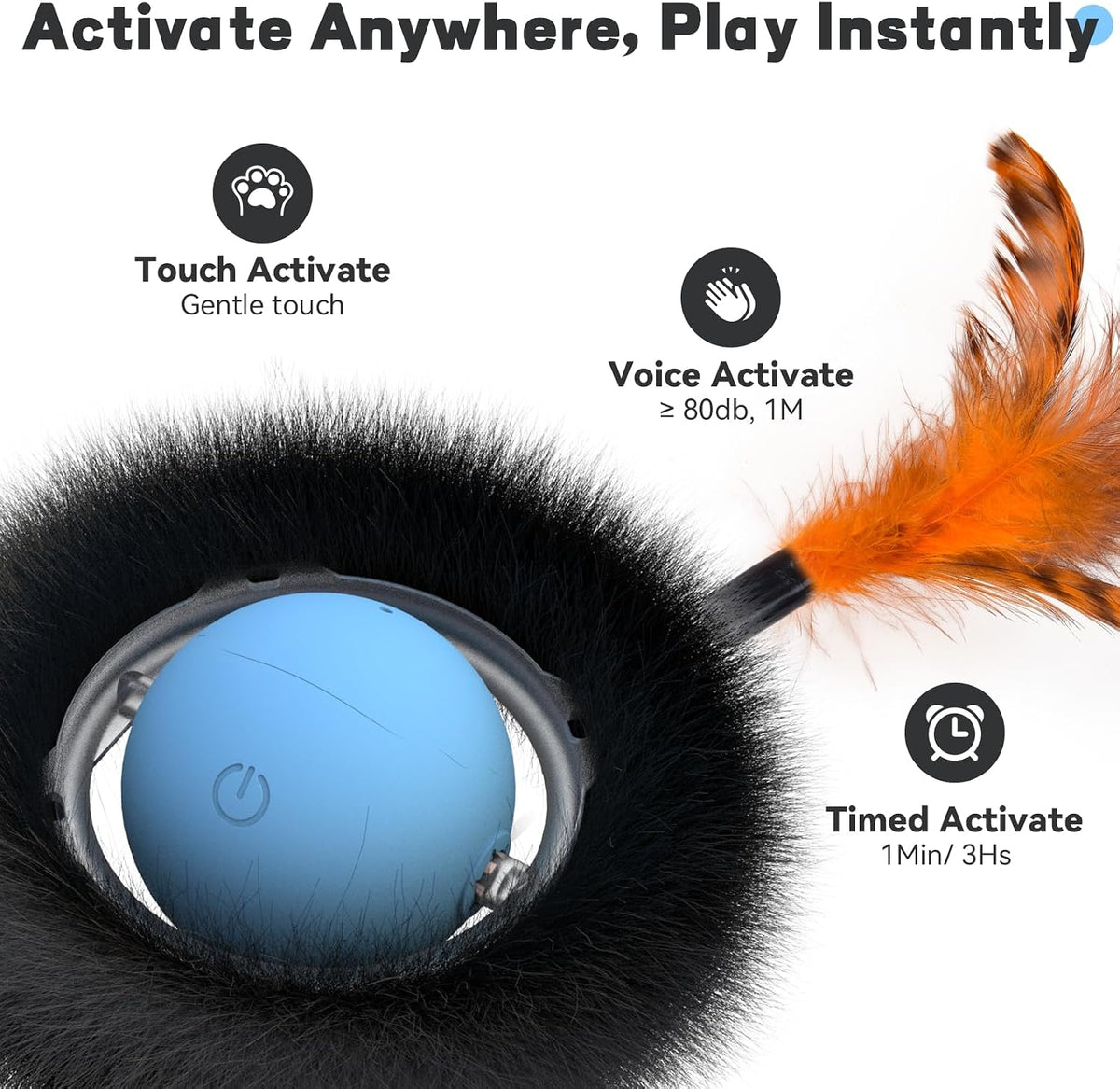 Interactive Cat Toy for Indoor Cats, Motion Activated Ball &7-Hole Maze Mat
