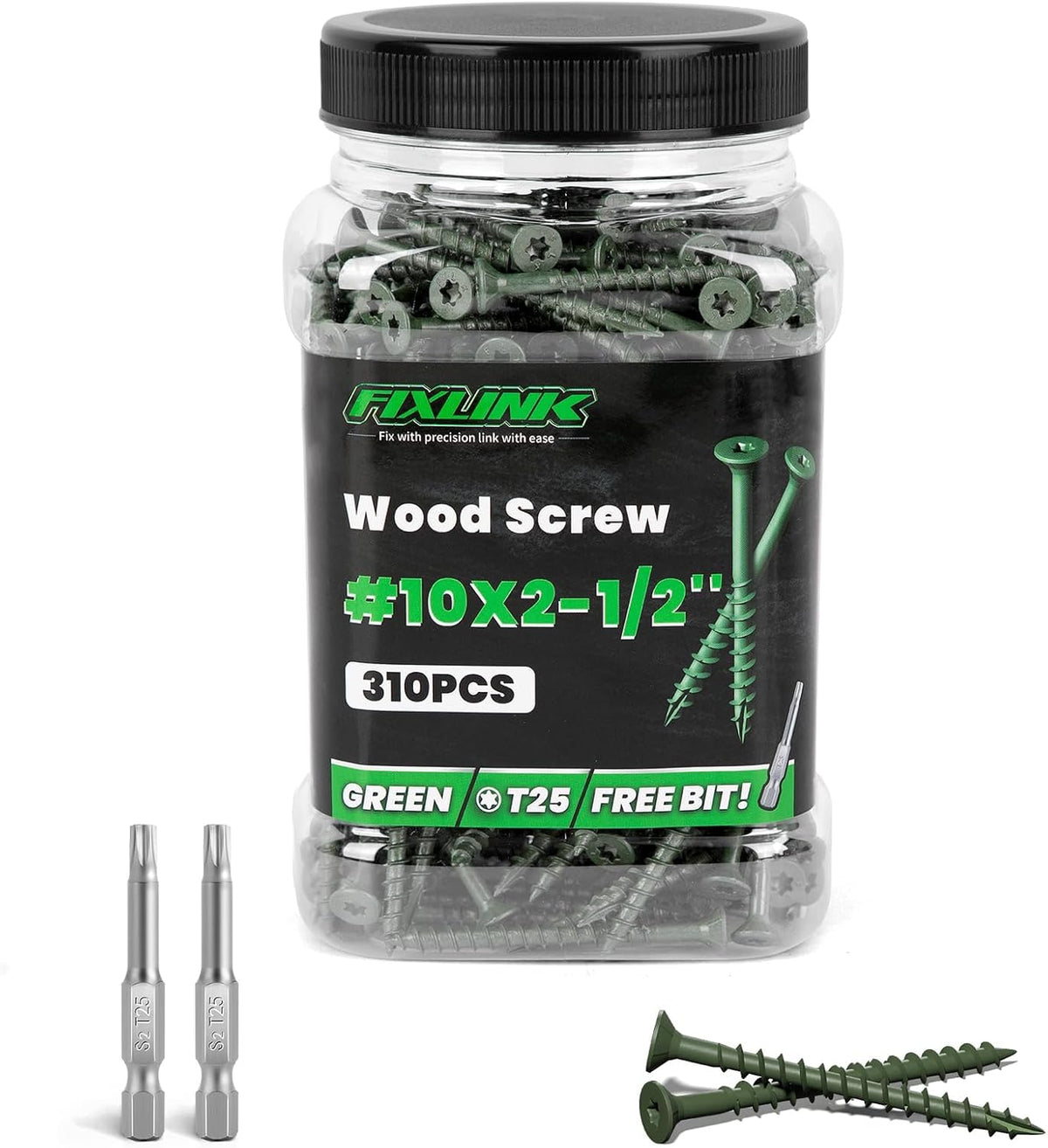 Deck Screws 3 Inch, 310PCS, FIXLINK #10 x 3 Wood Screws, Tan