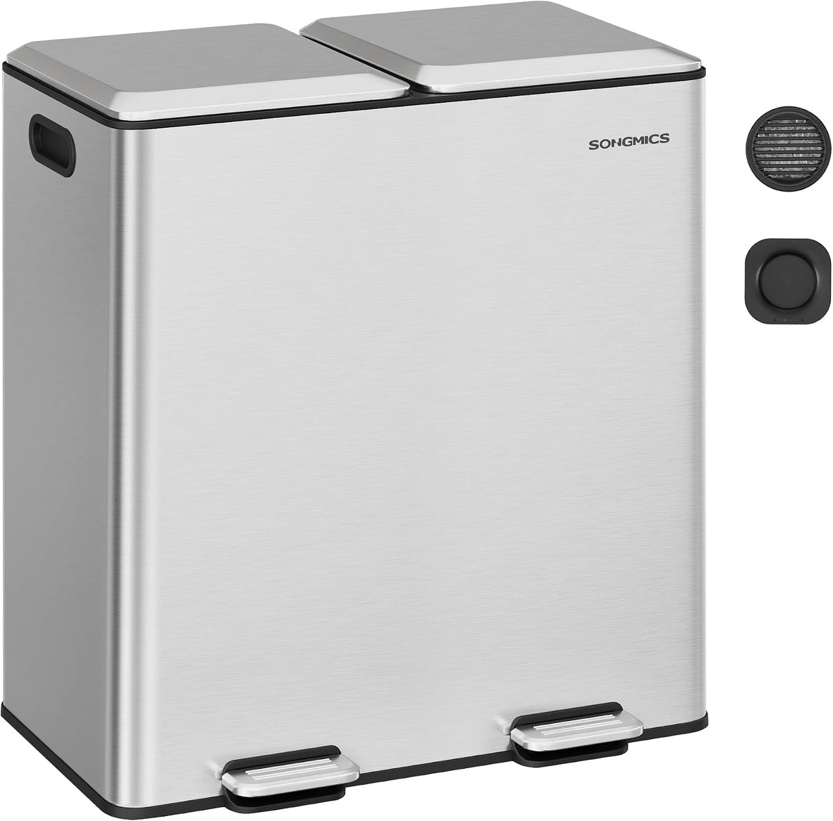 SONGMICS Trash Can, 2 x 8 Gallon (2 x 30 L) Double Compartment