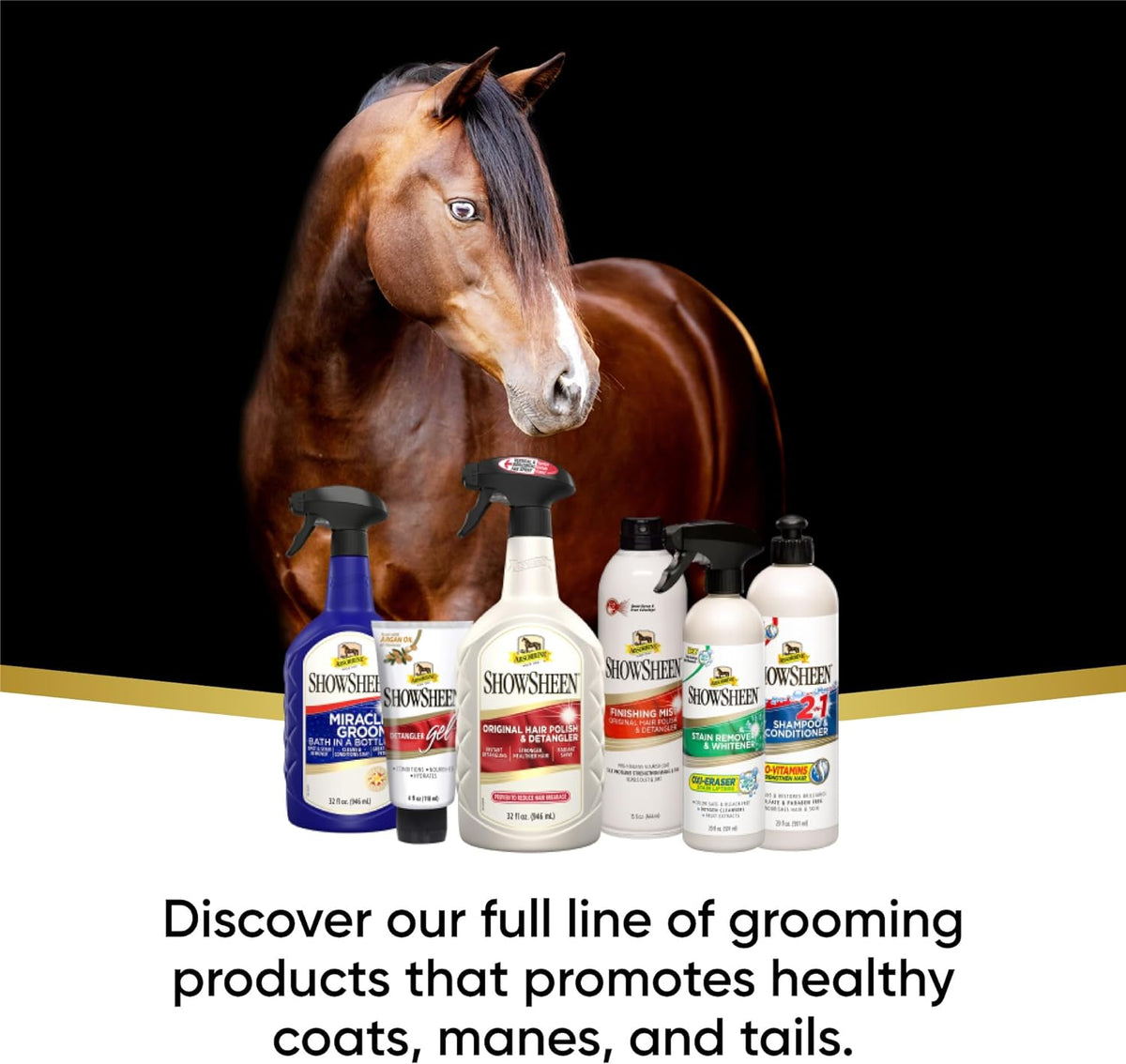 Absorbine ShowSheen Hair Polish & Detangler, 32 fl oz Quart Spray Bottle