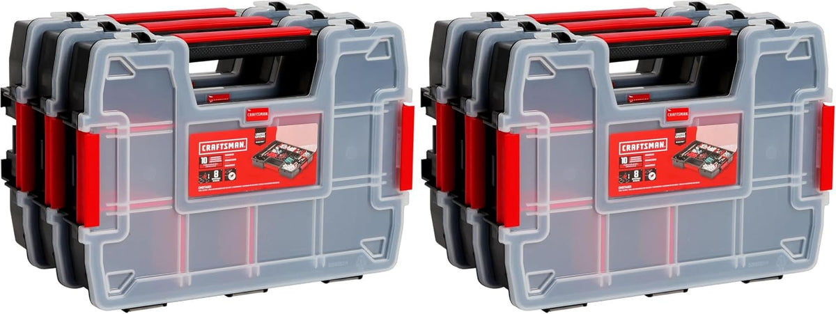 CRAFTSMAN Storage Organizer, Small Parts Organizer, 3-Packs with 10-Compartments, Lid Includes Secure Latch (CMST60964M)