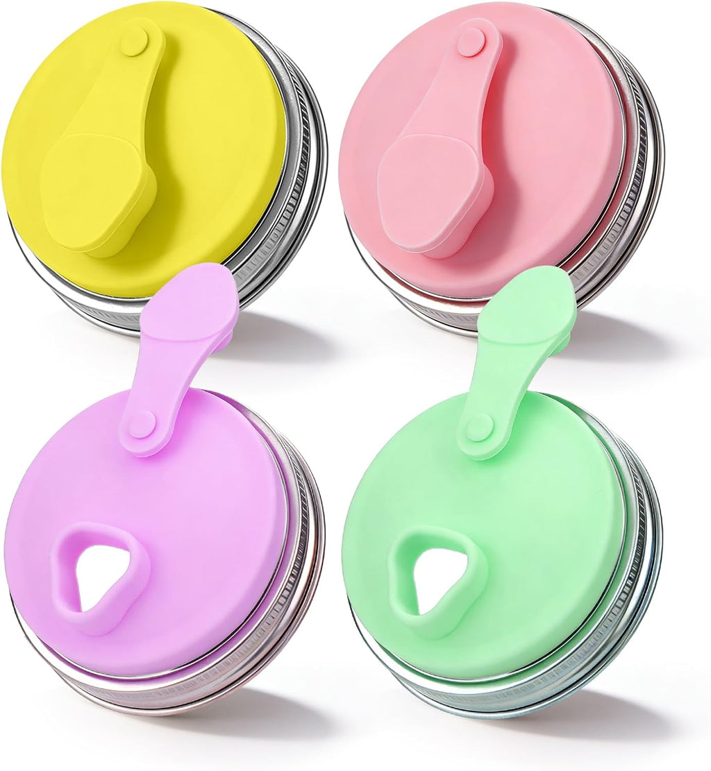 Wide Mouth Mason Jar Drinking Lids, Stainless Steel Sip Lid, 2 Pcs