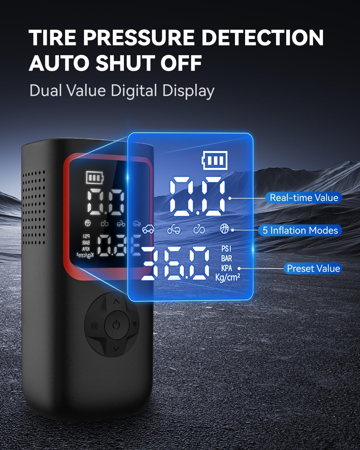 KOLTGOO 150PSI Tire Inflator, Portable Air Pump for Car Tires