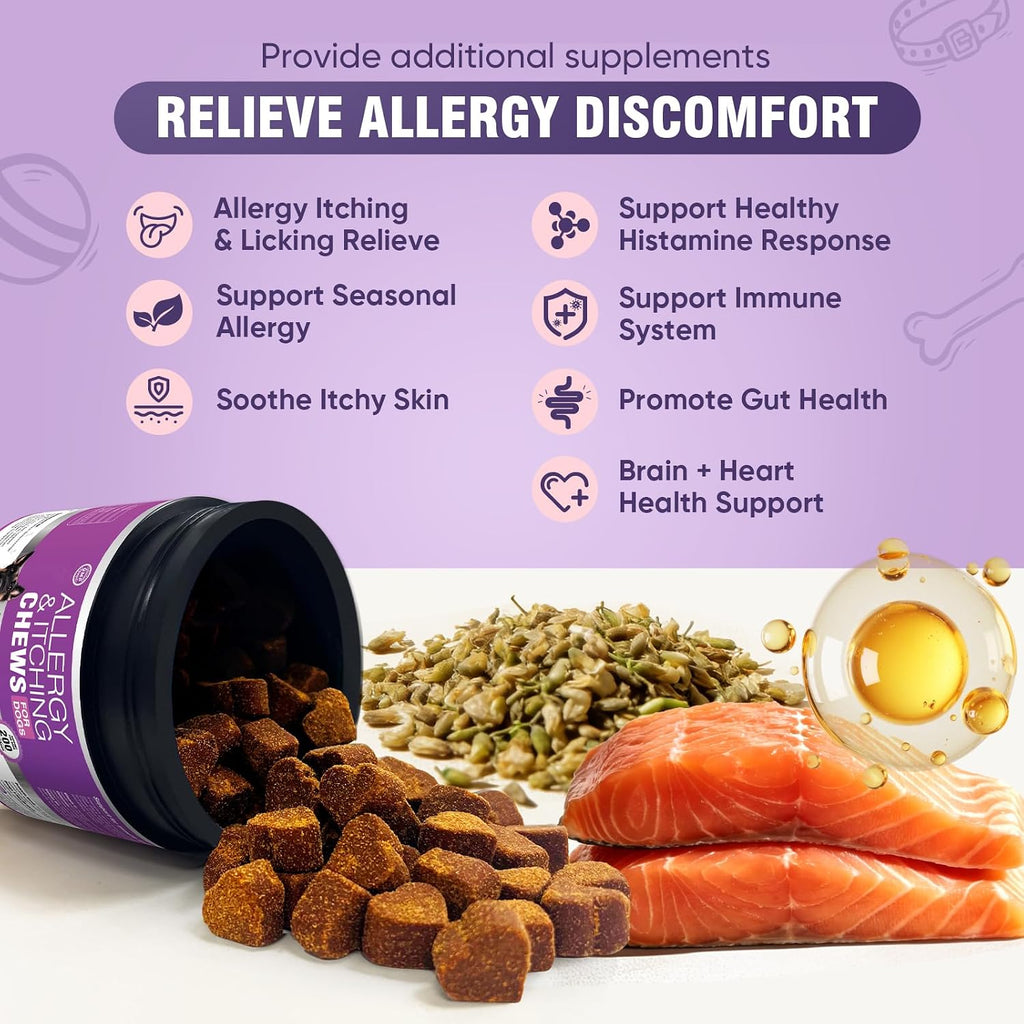 Dog Allergy Chews 200ct - Aller Immune Relief for Itchy Skin,Chicken Flavor
