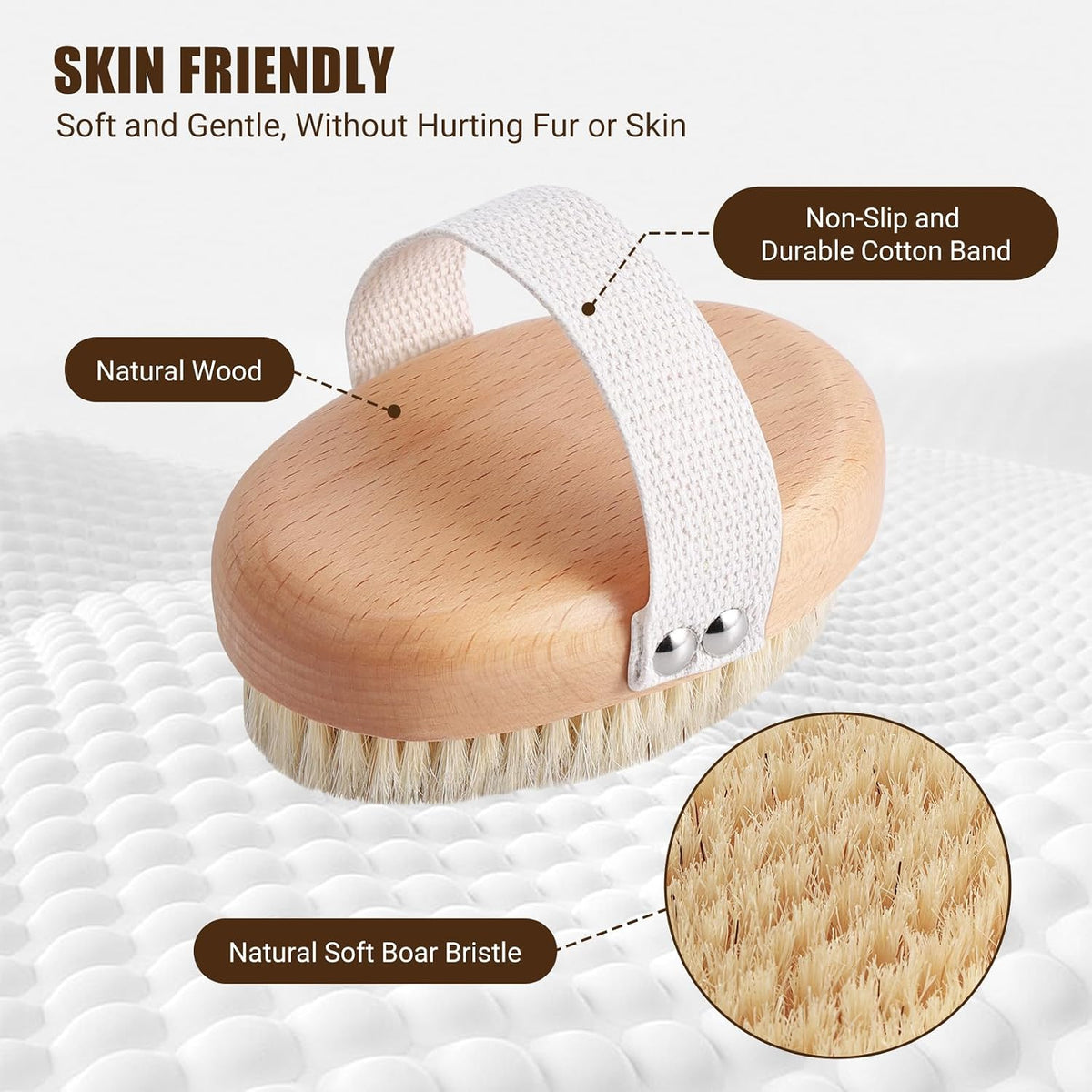 Soft Boar Bristle Pet Palm Brush for Short Haired Dogs and Cats with Band, Reduce Shedding, Ergonomic Dog Brush, Easy to Hold and Reduces Stress On Your Wrist | Ideal for Daily Grooming
