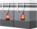 2 Pack Large Laundry Baskets, Laundry Hampers, Freestanding Waterproof Collapsible Clothes Basket with Easy Carry Handles in Laundry Room Bathroom Bedroom Dorm,Grey,75L