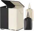 Lifewit Double Laundry Hamper with Lid, Removable Laundry Bags, Beige