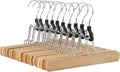 Amazon Basics Sturdy Wooden Pants Hangers for Closet Organization, Natural, 10-Pack