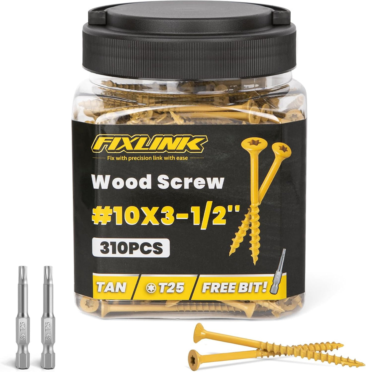 Deck Screws 3 Inch, 310PCS, FIXLINK #10 x 3 Wood Screws, Tan
