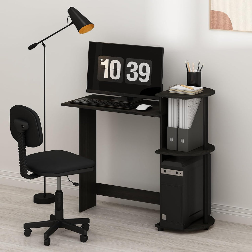 Furinno Go Green 32-Inch Computer Desk with 2-Tier Shelf, Classic Black
