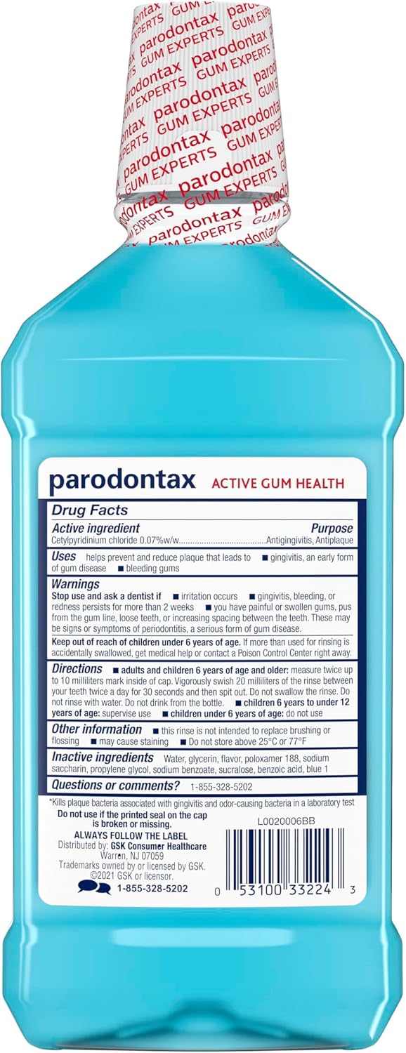 Parodontax Active Gum Health Mouthwash, 3x16.9 Fl Oz