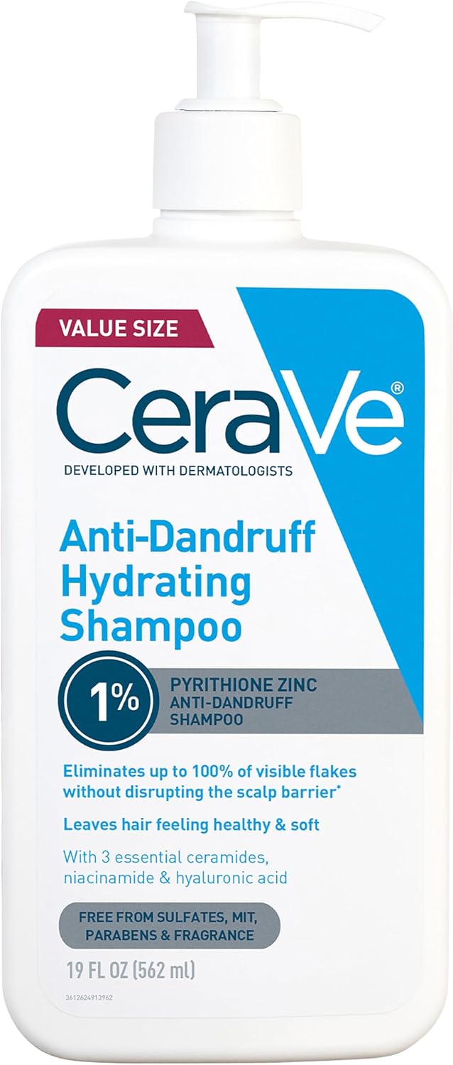CeraVe Hydrating Anti Dandruff Shampoo, Itchy Scalp Treatment, 12oz