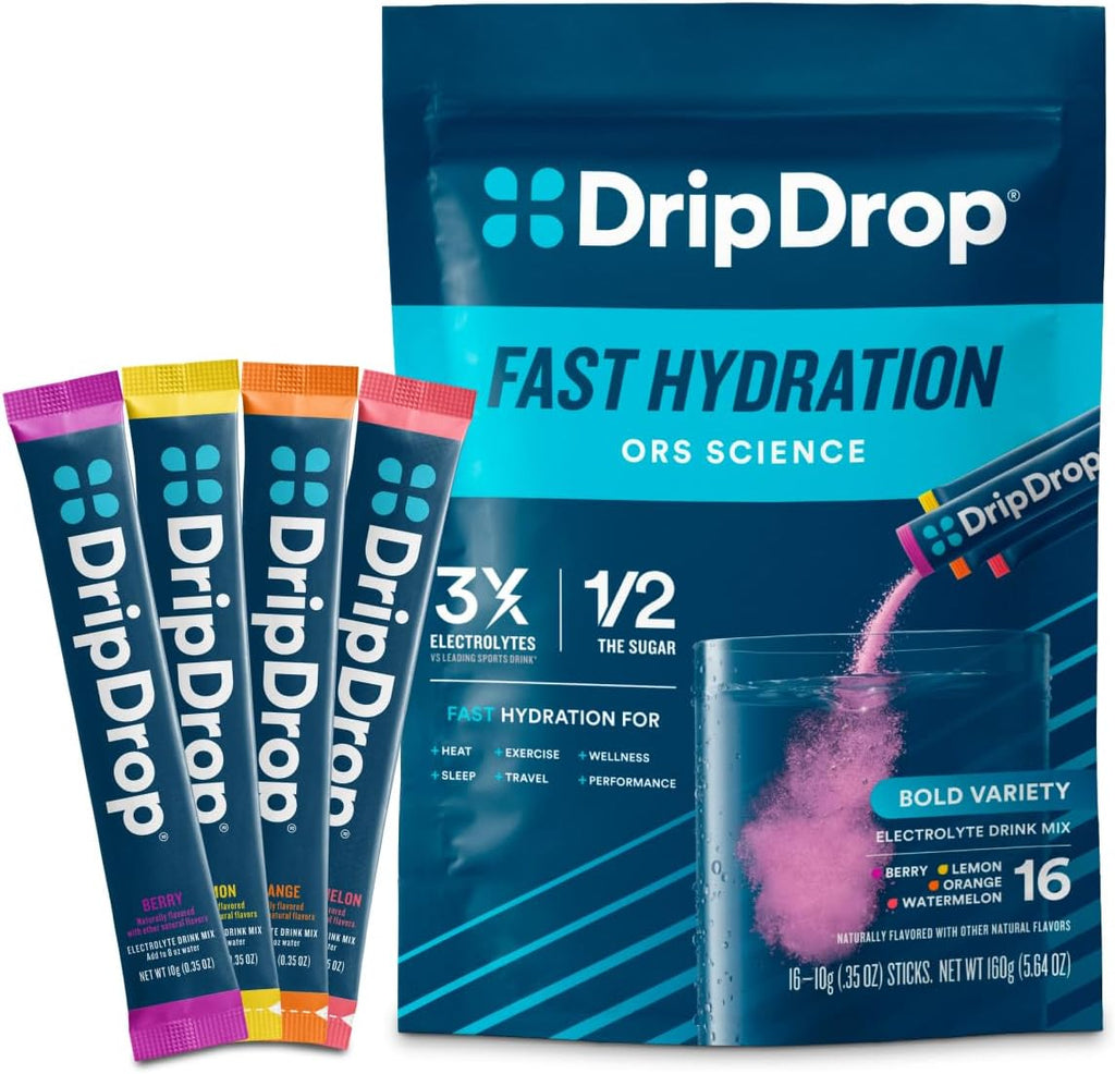 DripDrop Hydration Bold Variety Pack, Electrolyte Packets, 32 Count
