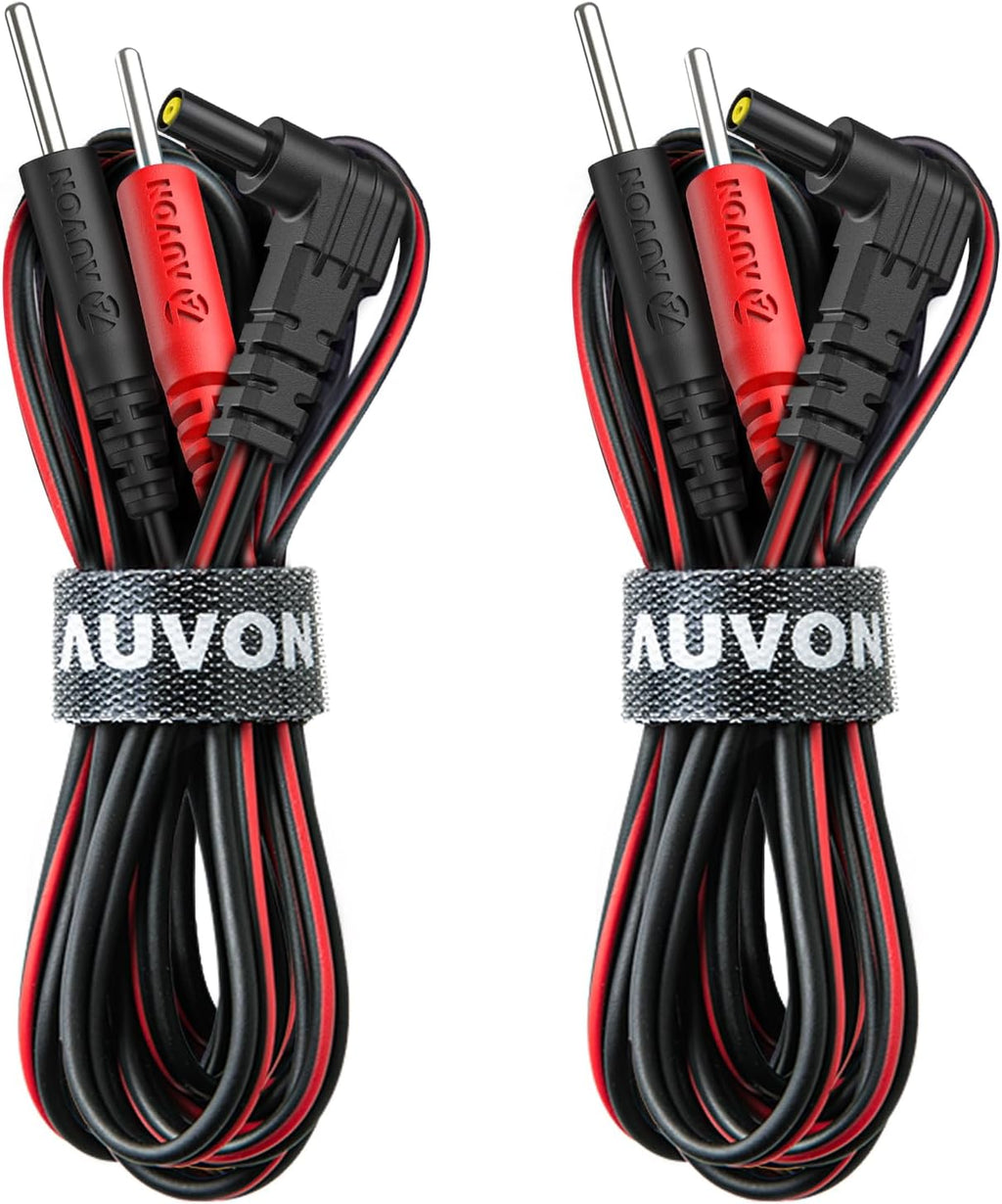 AUVON Premium TENS Unit Electrode Lead Wires for 2mm Pin TENS Pads, 2 Pack