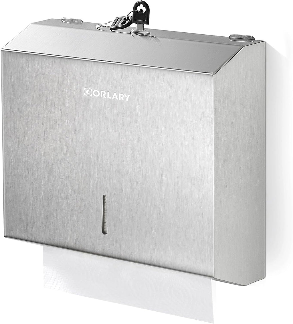 Gorlary Commercial Paper Towel Dispenser Wall Mount, Silver