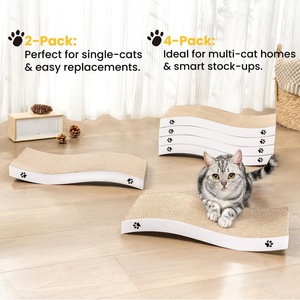 Cat Scratcher, Durable Scratch Pad, Corrugated Cardboard Scratching Board for Indoor Cats, Heavy Duty, Double-Sided Usability, Recyclable, with Catnip, Medium, 1 Pack