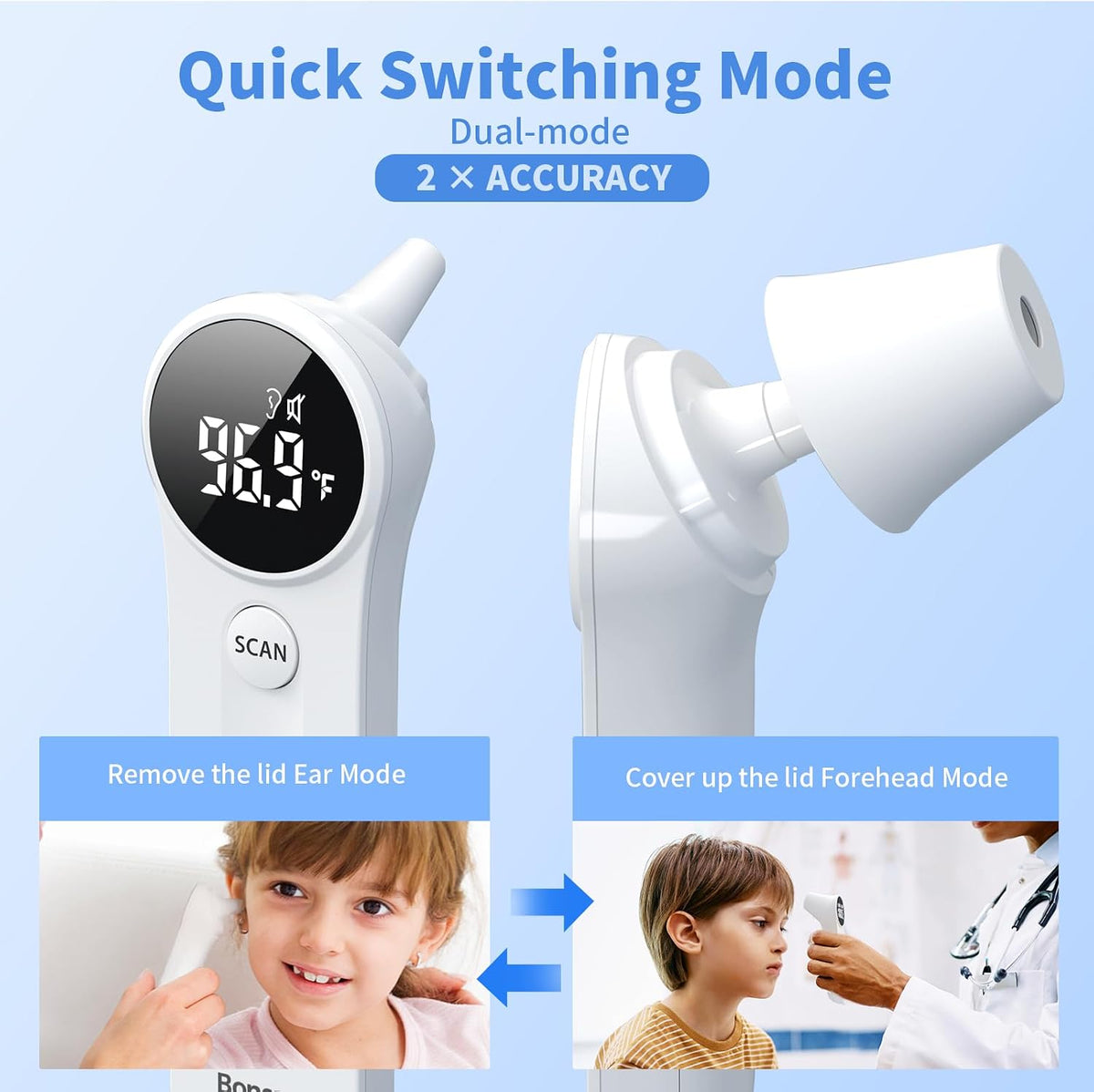 Boncare Ear and Forehead Thermometer for Adults and Kids